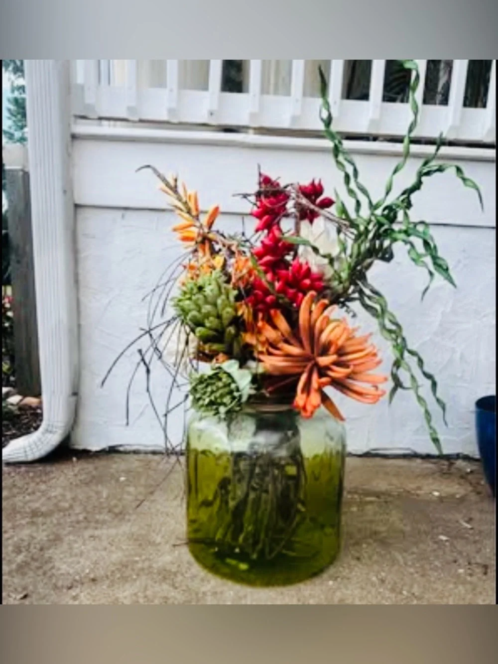 Artificial Mixed Flower Stem Bundle, Silk Floral Stems Orange Red White Green